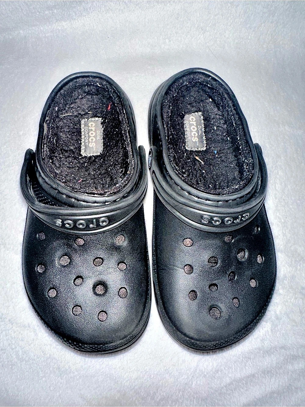 Black Crocs Classic Fuzz-Lined Clogs Unisex Kids Size 13
